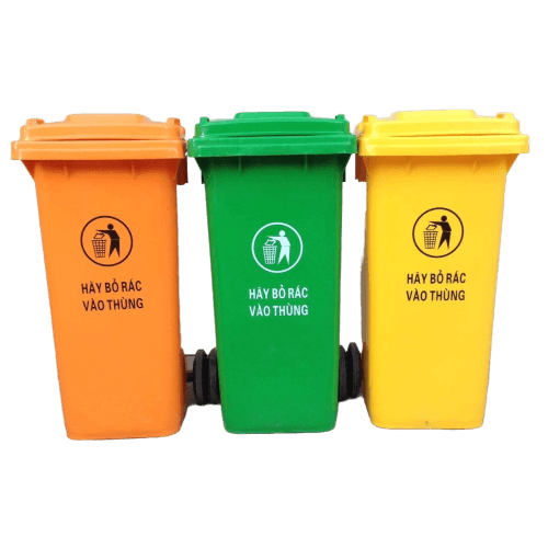 Thùng rác 120l xanh, đỏ, vàng